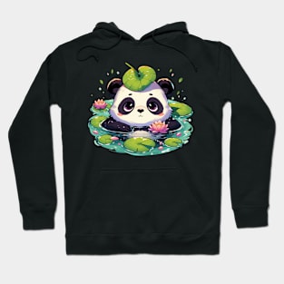 Kawaii Anime Panda Bear Bath With Water Lily Hoodie